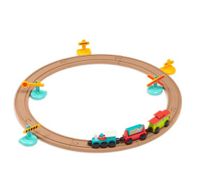 All Aboard – kolejka z torami i znakami 29 el. magnetyczne wagony, zabawka dla dzieci 2+ BATTAT