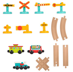 All Aboard – kolejka z torami i znakami 29 el. magnetyczne wagony, zabawka dla dzieci 2+ BATTAT