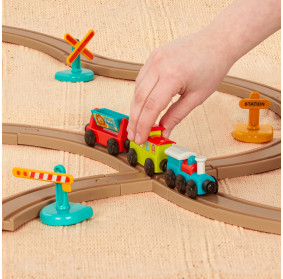 All Aboard – kolejka z torami i znakami 29 el. magnetyczne wagony, zabawka dla dzieci 2+ BATTAT