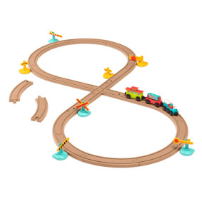 All Aboard – kolejka z torami i znakami 29 el. magnetyczne wagony, zabawka dla dzieci 2+ BATTAT