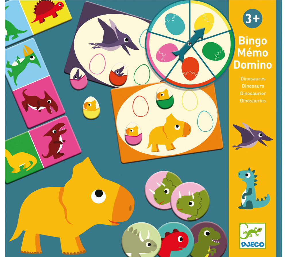 Gra edukacyjna Bingo memo domino DINOZAURY DJECO DJ08132
