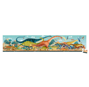 Puzzle panoramiczne w walizce Dinozaury 100 elementów 6+ Made in France, Janod