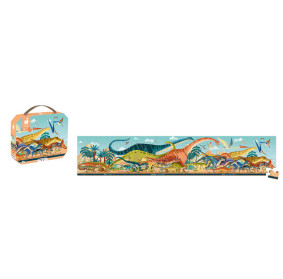 Puzzle panoramiczne w walizce Dinozaury 100 elementów 6+ Made in France, Janod