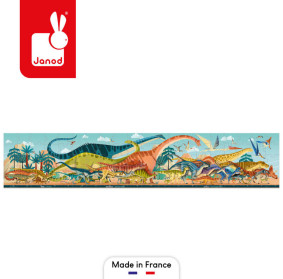 Puzzle panoramiczne w walizce Dinozaury 100 elementów 6+ Made in France, Janod