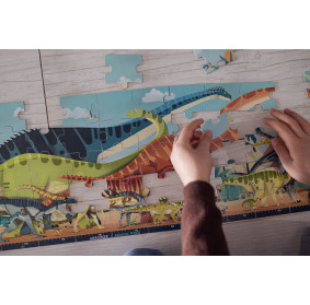 Puzzle panoramiczne w walizce Dinozaury 100 elementów 6+ Made in France, Janod