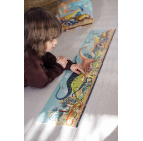 Puzzle panoramiczne w walizce Dinozaury 100 elementów 6+ Made in France, Janod