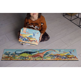 Puzzle panoramiczne w walizce Dinozaury 100 elementów 6+ Made in France, Janod