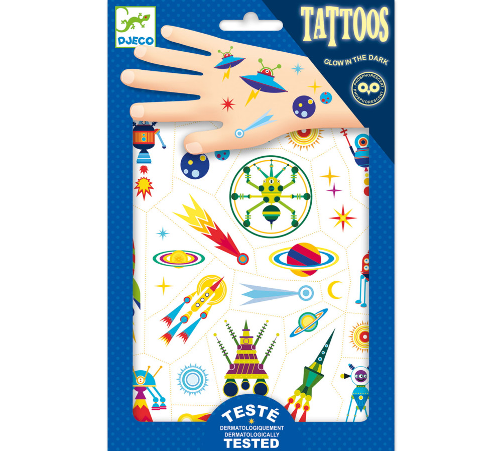 Tatuaże KOSMOS- świecące w ciemności DJ09590, Djeco