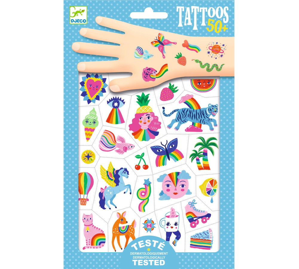 Tatuaże neonowa TĘCZA DJ09617, Djeco