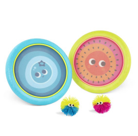 SPRĘŻYSTE DYSKI z kudłatymi piłeczkami Poppin’ Paddles – gra zręcznościowa B.Toys