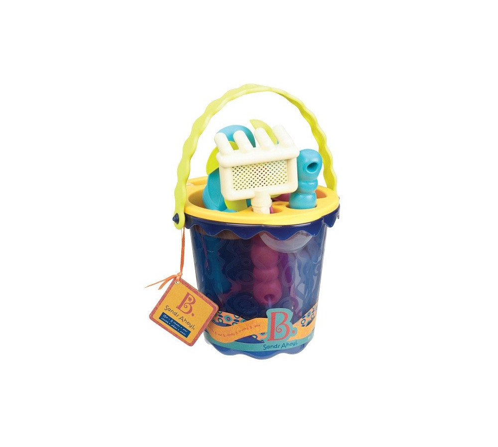 Wiaderko z akcesoriami do piasku GRANATOWE Sands Ahoy! – B.Toys