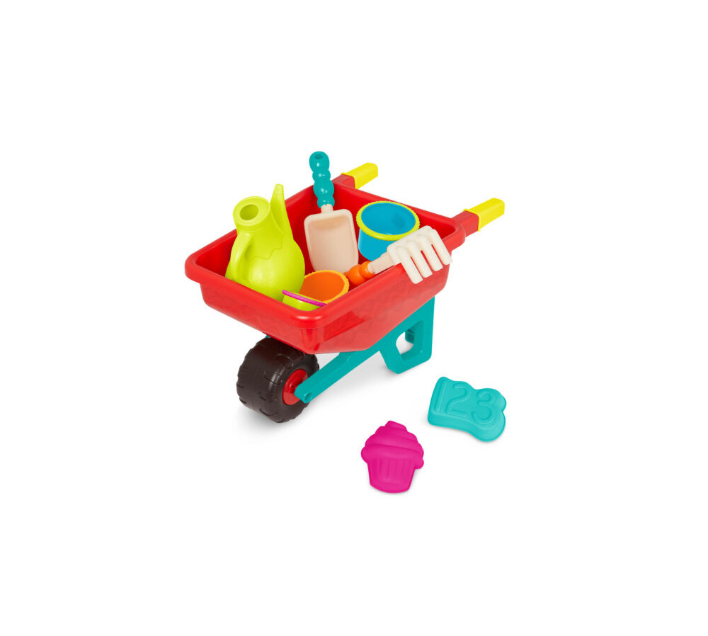 TACZKA z KONEWKĄ i zestawem akcesoriów do piasku Wheelbarrow Wonders B.TOYS
