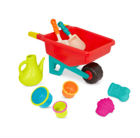 TACZKA z KONEWKĄ i zestawem akcesoriów do piasku Wheelbarrow Wonders B.TOYS