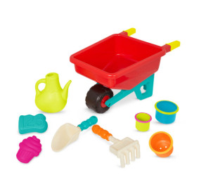 TACZKA z KONEWKĄ i zestawem akcesoriów do piasku Wheelbarrow Wonders B.TOYS