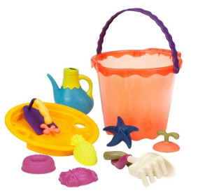 Wielkie wiadro z akcesoriami B.TOYS  pomarańczowe Shore Thing