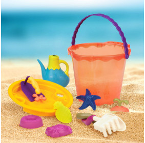 Wielkie wiadro z akcesoriami B.TOYS  pomarańczowe Shore Thing