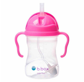 B.BOX Bidon ze słomką 240 ml Różowy granat
