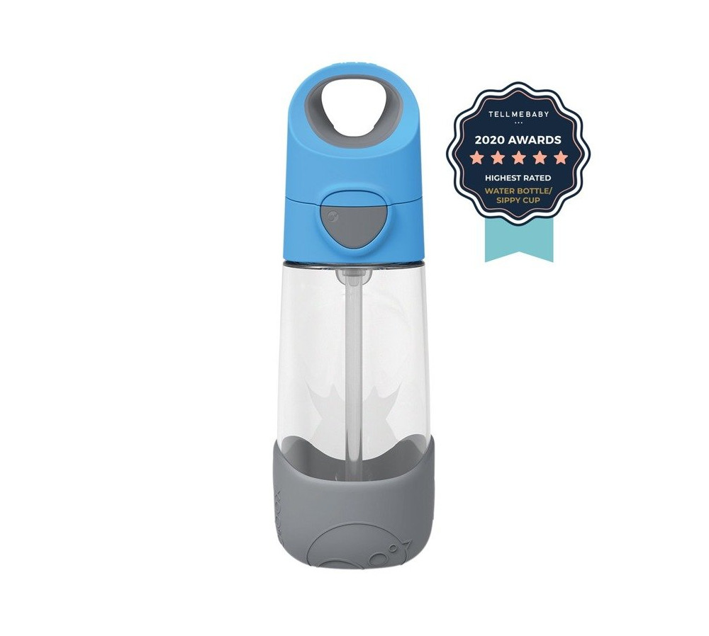 B.BOX Butelka tritanowa ze słomką 450 ml Blue Slate