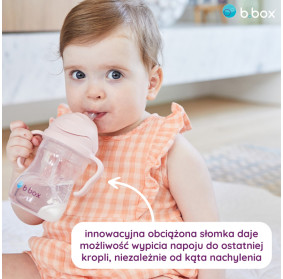 Bidon ze słomką 240 ml, różowy, b.box