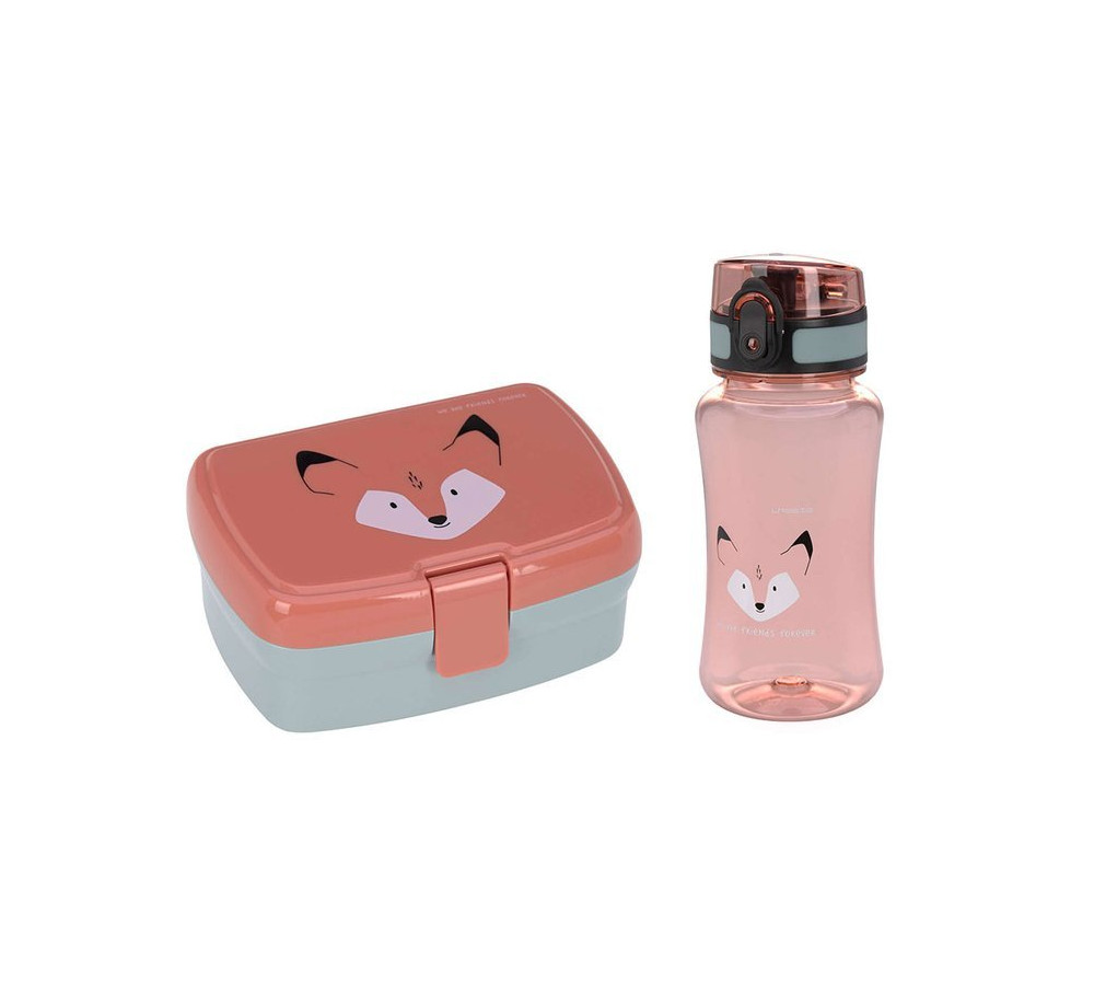 Lassig Zestaw na lunch Lunchbox + Tritanowa butelka - bidon 460 ml About Friends Lis
