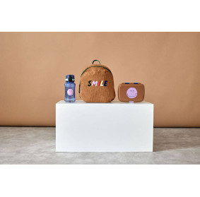 Lassig Zestaw na lunch Lunchbox + Tritanowa butelka - bidon 460 ml Little Gang Smile caramel/blue