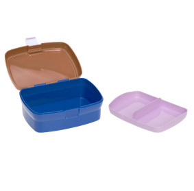 Lassig Zestaw na lunch Lunchbox + Tritanowa butelka - bidon 460 ml Little Gang Smile caramel/blue