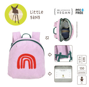 Lassig Plecak mini sztruks Little Gang Rainbow lilac
