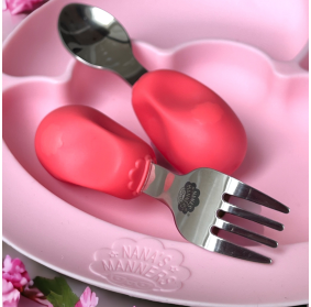 SZTUĆCE WIDELEC I ŁYŻKA NANA'S MANNERS ETAP 2 PINK