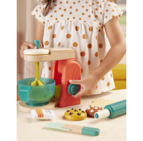 MIKSER z akcesoriami i składnikami do pieczenia ciast Mini Chef – Mix & Bake Playset – drewniany B.TOYS