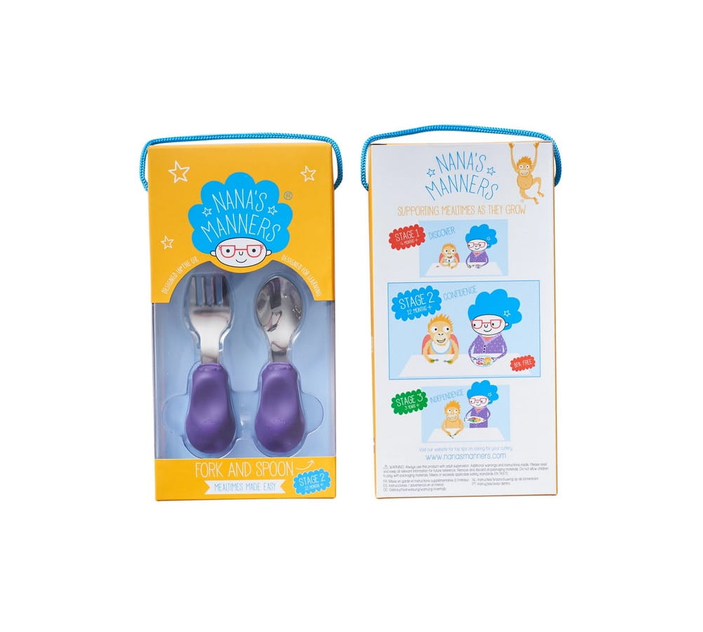 SZTUĆCE WIDELEC I ŁYŻKA NANA'S MANNERS ETAP 2 PURPLE