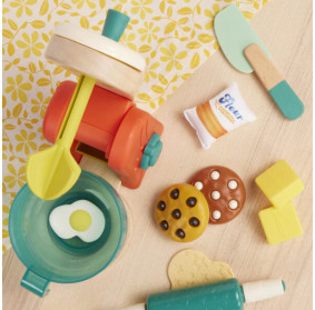 MIKSER z akcesoriami i składnikami do pieczenia ciast Mini Chef – Mix & Bake Playset – drewniany B.TOYS