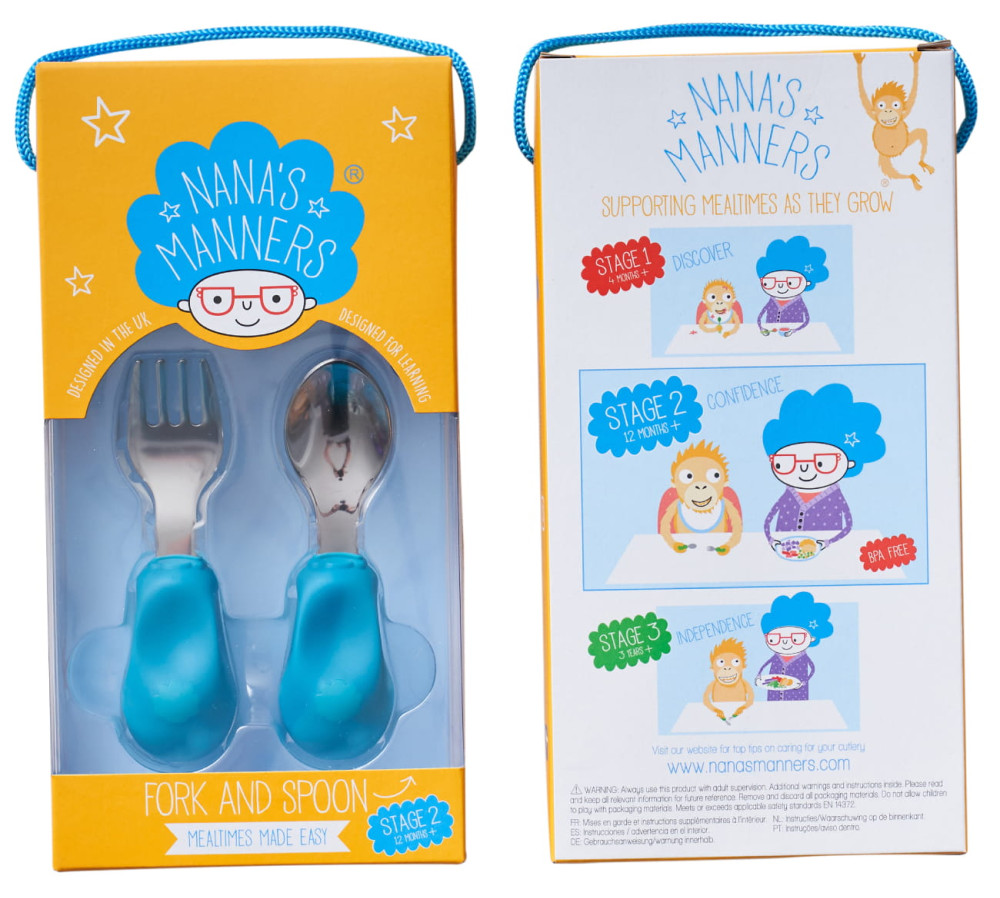 SZTUĆCE WIDELEC I ŁYŻKA NANA'S MANNERS ETAP 2 BLUE