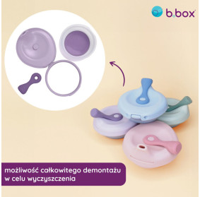 Silikonowa miseczka fill+feed z pokrywką do karmienia niemowląt i dzieci lullaby błękit B.Box