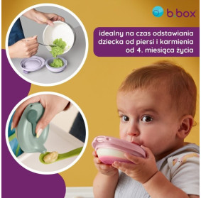 Silikonowa miseczka fill+feed z pokrywką do karmienia niemowląt i dzieci piwonia B.Box