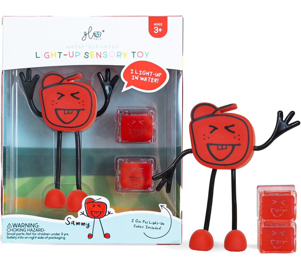 Glo Pals, Postać do kąpieli Sammy - zestaw z dwiema kostkami sensorycznymi świecącymi w wodzie