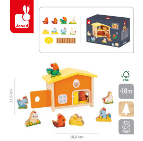 Drewniany domek Farma Mój pierwszy kurnik 18 m+ Janod  J03311