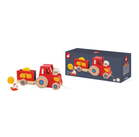 Drewniany traktor do ciągnięcia Farma 12 m+ Janod J03317