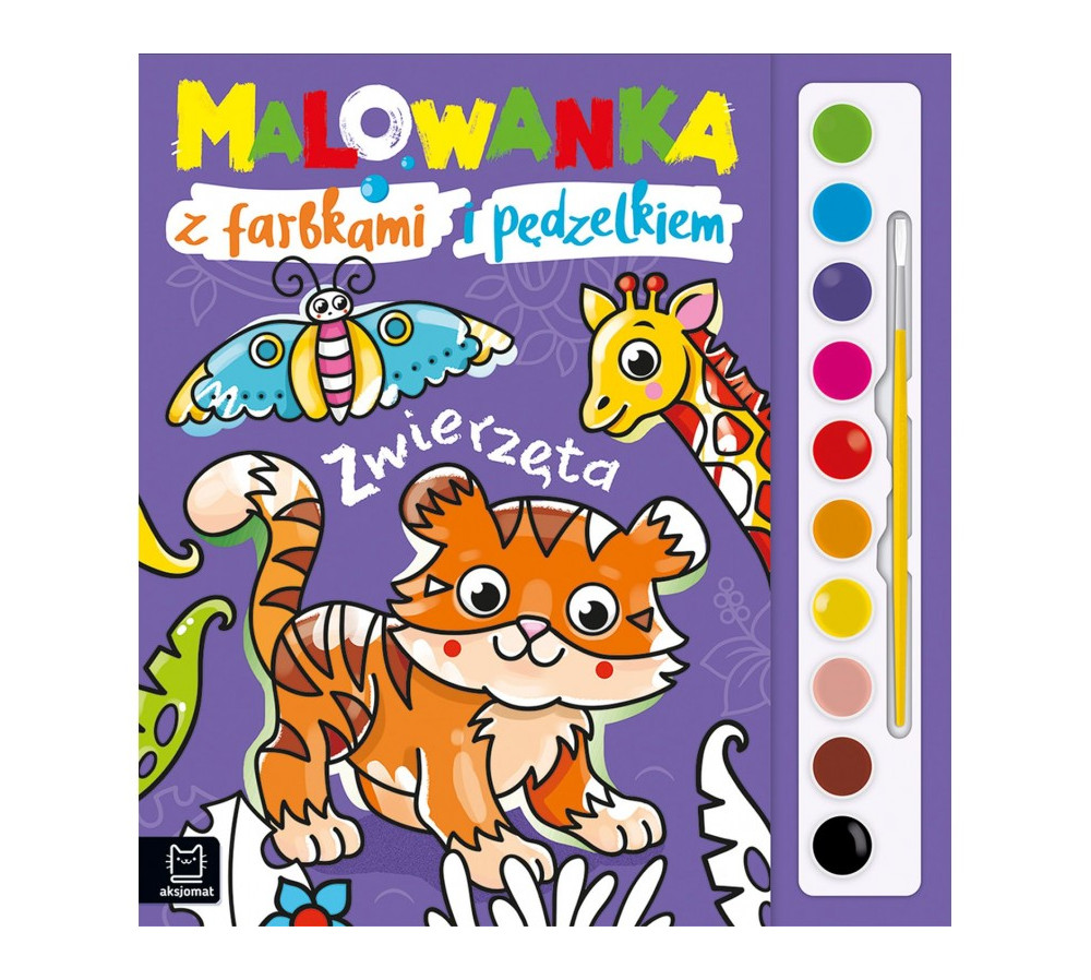 Malowanka z farbkami i pędzelkiem. Zwierzęta. AKSJOMAT