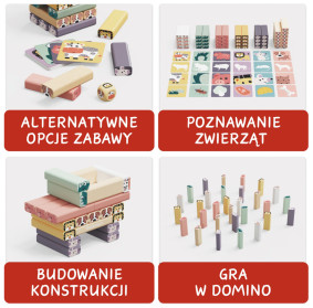 Jakie to zwierzę? Drewniana wieża z klocków – strategiczna gra zręcznościowa 36 mies. + TOPBRIGHT