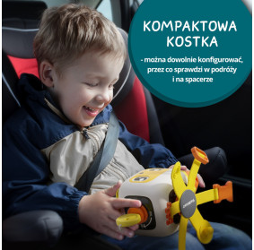 Tablica manipulacyjna Montessori dla dzieci - z kostką i doczepianymi elementami 12 mies.+ TOPBRIGHT