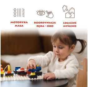 Tablica manipulacyjna Montessori dla dzieci - z kostką i doczepianymi elementami 12 mies.+ TOPBRIGHT