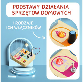 Tablica manipulacyjna Montessori dla dzieci - z przełącznikami i światełkami LED 36 mies.+ TOPBRIGHT