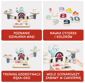 Głodny Miś Waga szalkowa dla dzieci – gra edukacyjna i nauka liczenia Montessori 36 mies.+ TOPBRIGHT