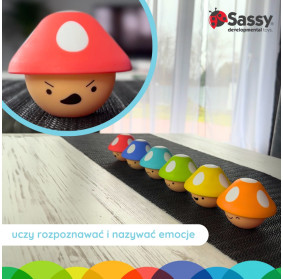 Sassy Psotne grzybki sorter dla dzieci – zabawka edukacyjna 12 mies.+