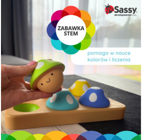 Sassy Psotne grzybki sorter dla dzieci – zabawka edukacyjna 12 mies.+