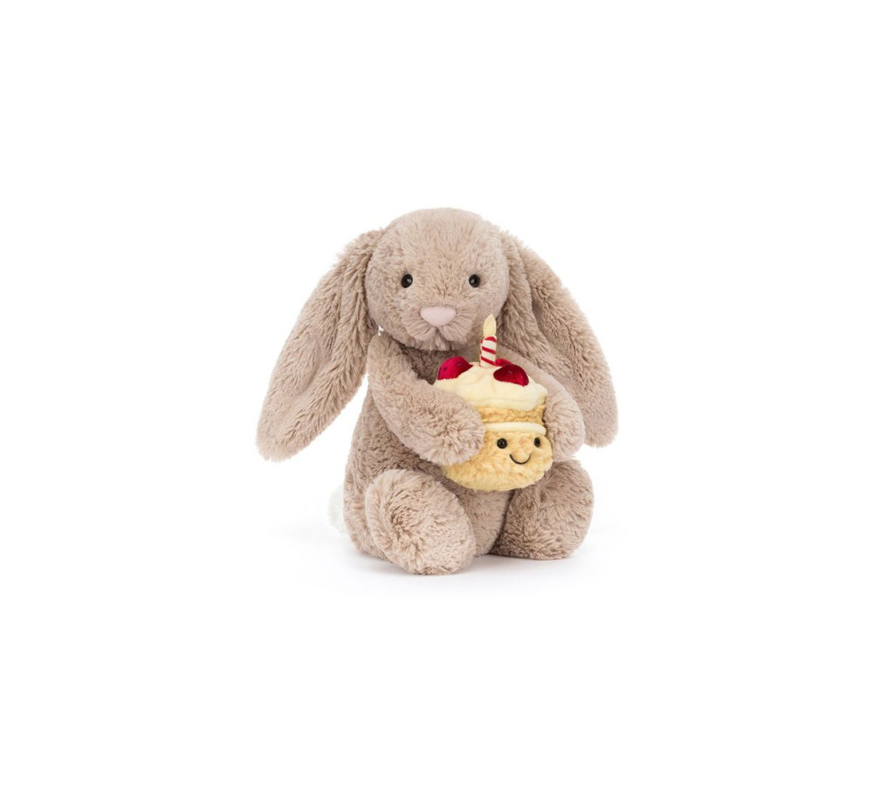 Króliczek Beżowy z Tortem Urodzinowym 31 cm, Jellycat