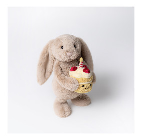 Króliczek Beżowy z Tortem Urodzinowym 31 cm, Jellycat